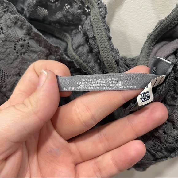 Aerie Lace Bralette Grey Adjustable Strap Medium Intimate - Picture 4 of 5